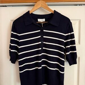 Free Assembly - Navy and White Striped Polo Shirt